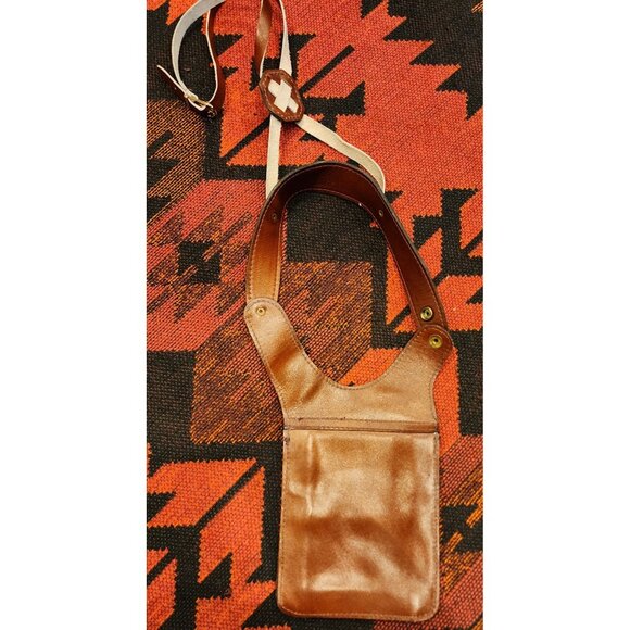 Vintage Brown Leather Crossbody Holster Shoulder Bag With Snap & Zipper Closures - Picture 4 of 15
